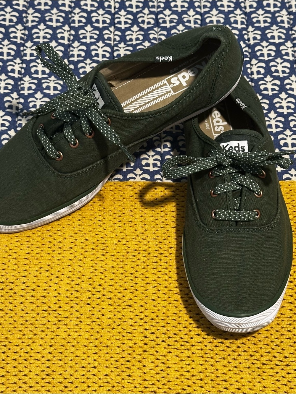 Keds Olive Canvas Lace-Up Sneakers - Picture 2 of 7